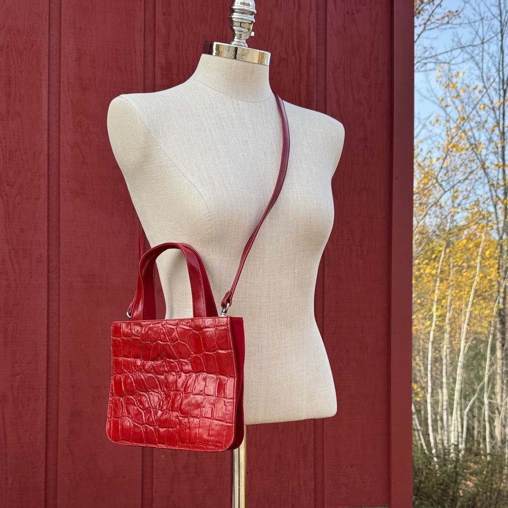 Jones New York Red Croc-Embossed Mini Bag